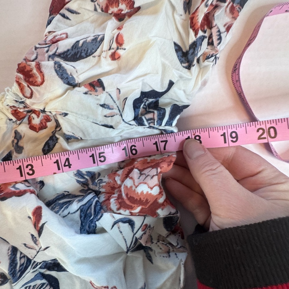 Lucky Brand Floral Off Shoulder Mini Dress Puff Sleeve Cottagecore Size L - Picture 10 of 12